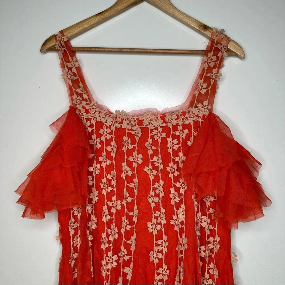 Free People FP One Red Lily Tulle Mini Dress Size Small - Picture 3 of 10